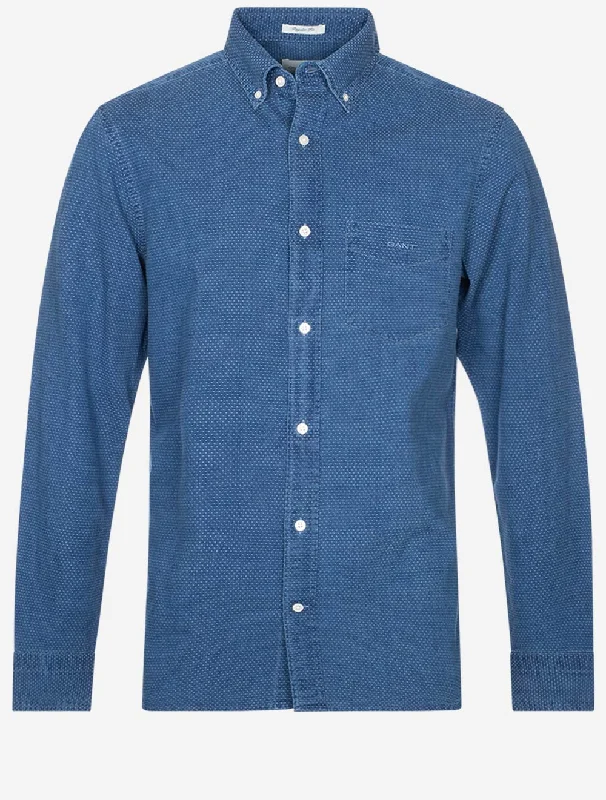 Men's Embroidered Detail Casual Shirts in Beige for a Touch of EleganceRegular Indigo Dot Shirt Indigo Men's Embroidered Detail Casual Shirts in Beige for a Touch of EleganceRegular Indigo Dot Shirt Indigo