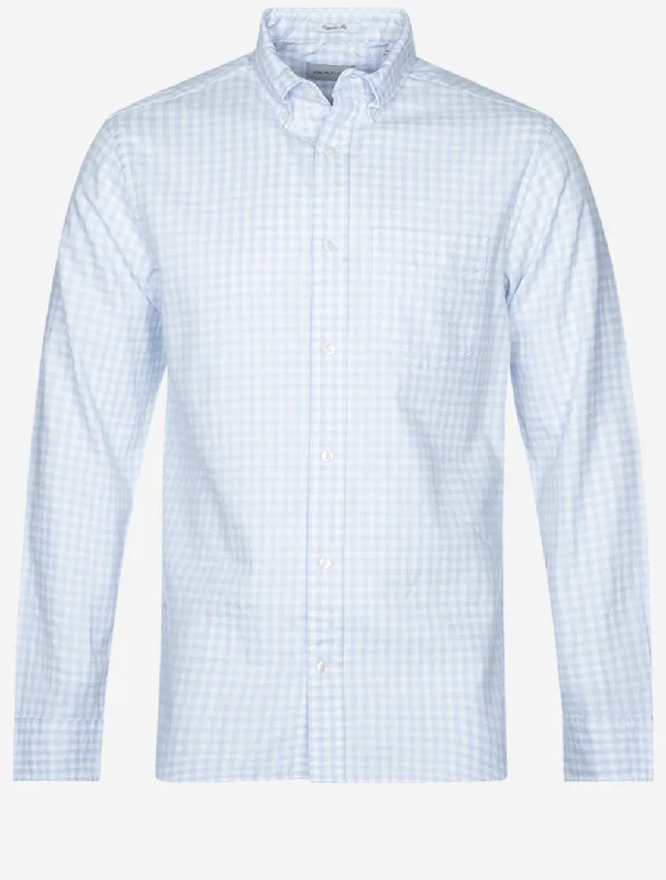Plus Size Men's Striped Chambray Casual Shirts with a Spread Collar for a Preppy AppearanceJaspe Gingham Shirt Muted Blue Plus Size Men's Striped Chambray Casual Shirts with a Spread Collar for a Preppy AppearanceJaspe Gingham Shirt Muted Blue
