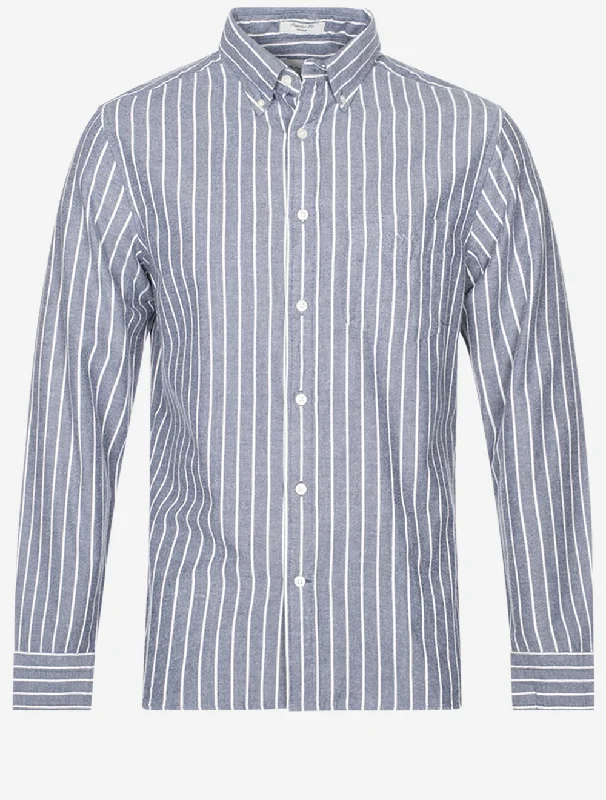 Men's Retro - Style Hawaiian Print Casual Shirts in Bold Patterns for a Tropical VacationRegular Brushed Oxford Stripe Shirt Classic Blue Men's Retro - Style Hawaiian Print Casual Shirts in Bold Patterns for a Tropical VacationRegular Brushed Oxford Stripe Shirt Classic Blue