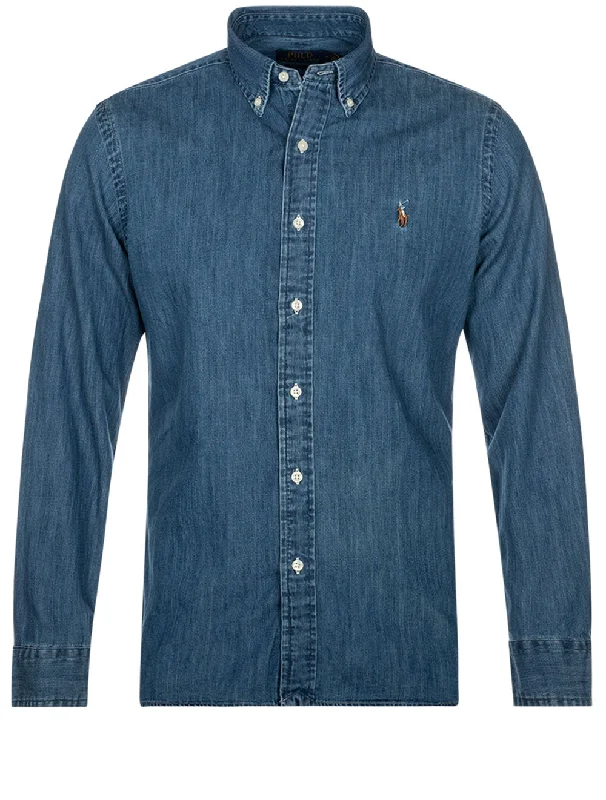Men's Thermal - Lined Casual Shirts in Black for Added Warmth in Cold WeatherCustom Fit Denim Shirt Denim
