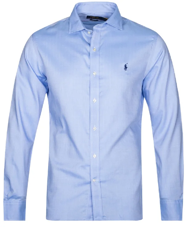 Men's Sustainable Recycled Material Casual Shirts for Eco - Conscious ConsumersSlim Fit Poplin Shirt Blue