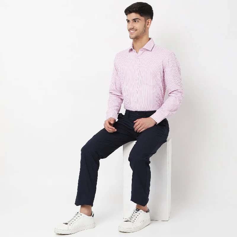 Men's Thermal - Lined Casual Shirts in Black for Added Warmth in Cold WeatherSlim Fit Striped Shirt