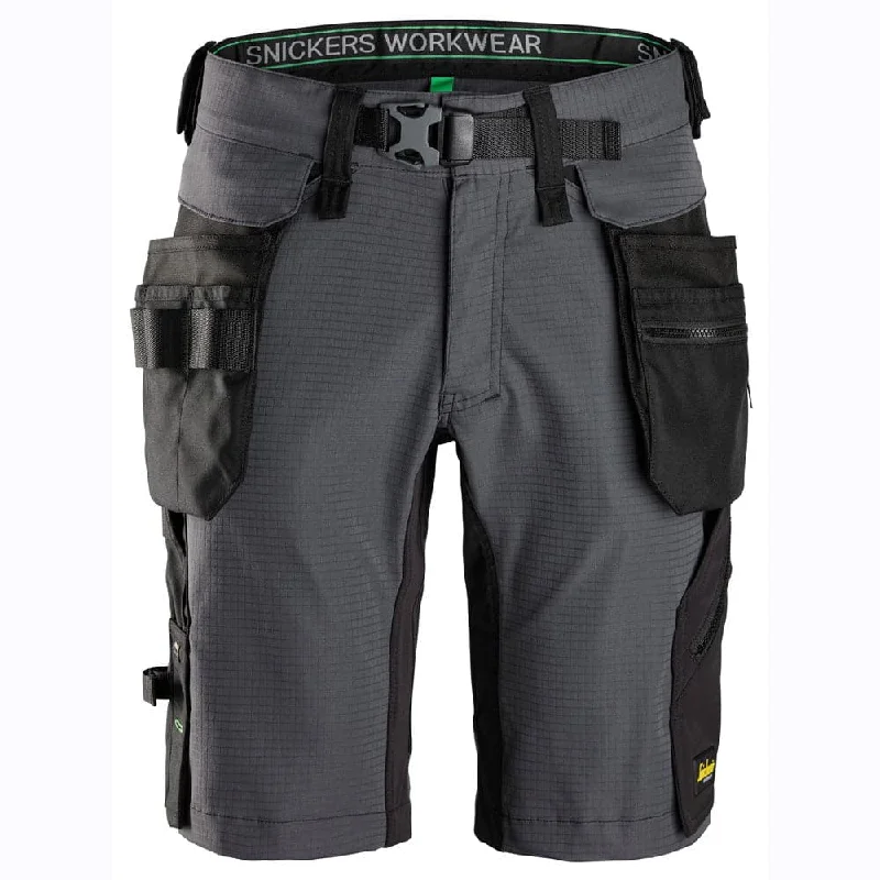 Men's flat - front chino shorts for semi - formal summer eventsSnickers 6172 FlexiWork, Shorts Detachable Holster Pockets Men's flat - front chino shorts for semi - formal summer eventsSnickers 6172 FlexiWork, Shorts Detachable Holster Pockets