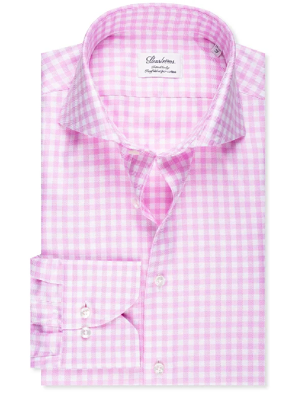 Men's Embroidered Detail Casual Shirts in Beige for a Touch of EleganceFitted Check Shirt Pink Men's Embroidered Detail Casual Shirts in Beige for a Touch of EleganceFitted Check Shirt Pink