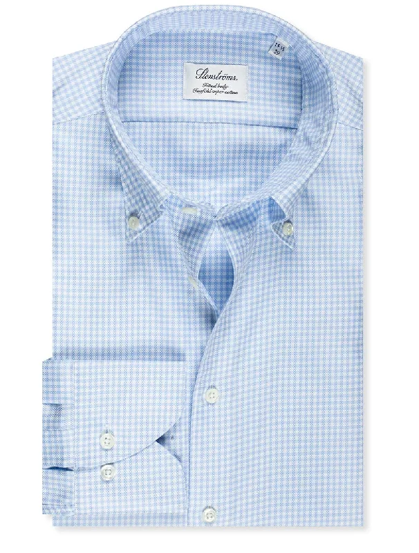 Men's Moisture - Wicking Performance Fabric Casual Shirts for Outdoor ActivitiesGingham Fitted Shirt Blue Men's Moisture - Wicking Performance Fabric Casual Shirts for Outdoor ActivitiesGingham Fitted Shirt Blue