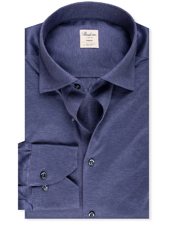 Men's Organic Cotton Casual Shirts with a Soft Handfeel for Everyday ComfortSlimline Jersey Stretch Shirt Navy Men's Organic Cotton Casual Shirts with a Soft Handfeel for Everyday ComfortSlimline Jersey Stretch Shirt Navy