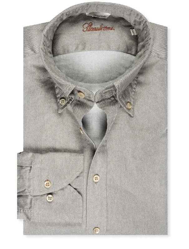 Men's Short - Sleeve Linen Casual Shirts in Light Khaki for a Breathable Summer OptionSport Casual Fitted Shirt Mid Grey Melange Men's Short - Sleeve Linen Casual Shirts in Light Khaki for a Breathable Summer OptionSport Casual Fitted Shirt Mid Grey Melange