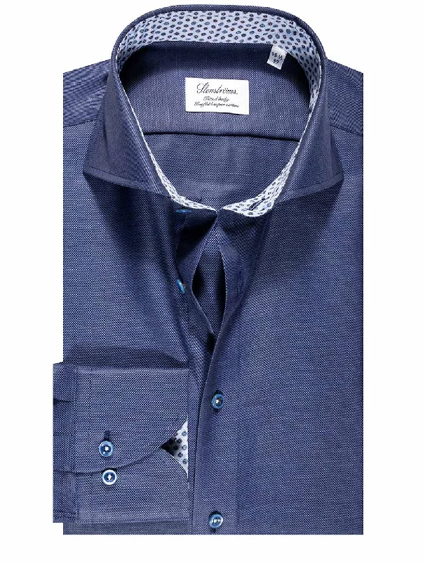 Men's Graphic - Printed Casual Shirts with Pop - Culture References for a Fun and Stylish LookTwill Inlay Casual Shirt Navy Men's Graphic - Printed Casual Shirts with Pop - Culture References for a Fun and Stylish LookTwill Inlay Casual Shirt Navy