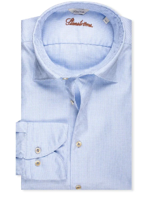 Men's Moisture - Wicking Performance Fabric Casual Shirts for Outdoor ActivitiesWashed Houndstooth Shirt Blue Men's Moisture - Wicking Performance Fabric Casual Shirts for Outdoor ActivitiesWashed Houndstooth Shirt Blue