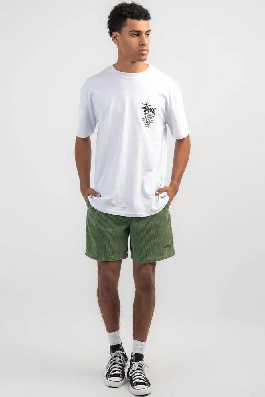 Men's flat - front chino shorts for semi - formal summer eventsSTUSSY - Wide wale cord beach short - Pigment artichoke Men's flat - front chino shorts for semi - formal summer eventsSTUSSY - Wide wale cord beach short - Pigment artichoke