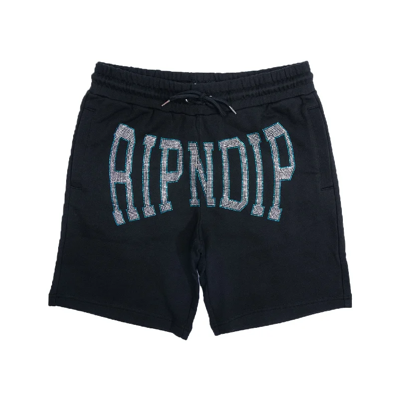 Men's ripped denim shorts for a trendy streetwear aestheticSummer Revenge Rhinestone Sweatshorts (Black) Men's ripped denim shorts for a trendy streetwear aestheticSummer Revenge Rhinestone Sweatshorts (Black)