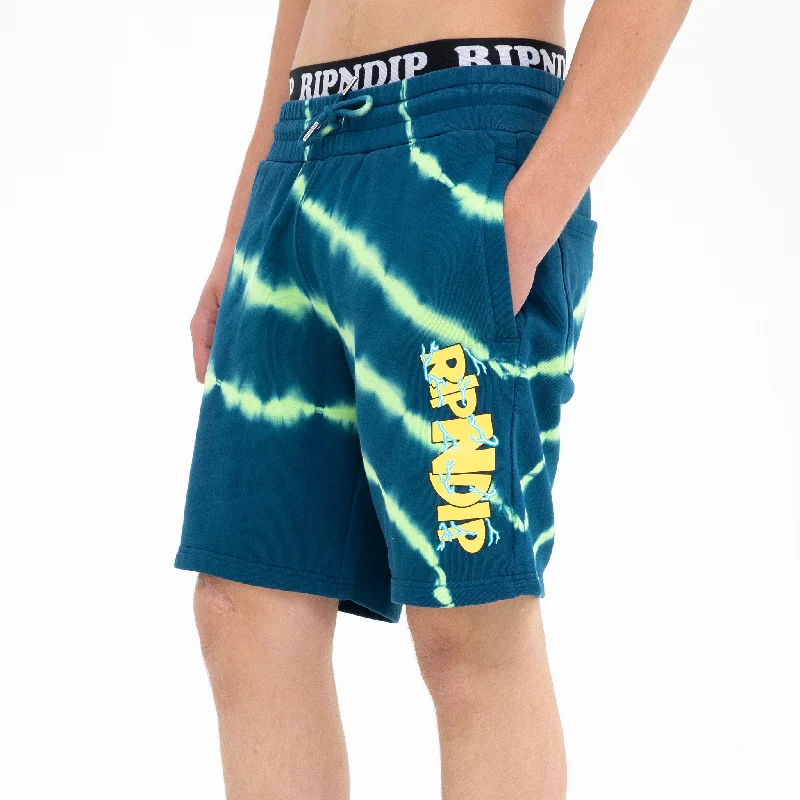 Men's flat - front chino shorts for semi - formal summer eventsSuper Sanerm Sweatshorts (Navy/Neon Green Dye) Men's flat - front chino shorts for semi - formal summer eventsSuper Sanerm Sweatshorts (Navy/Neon Green Dye)