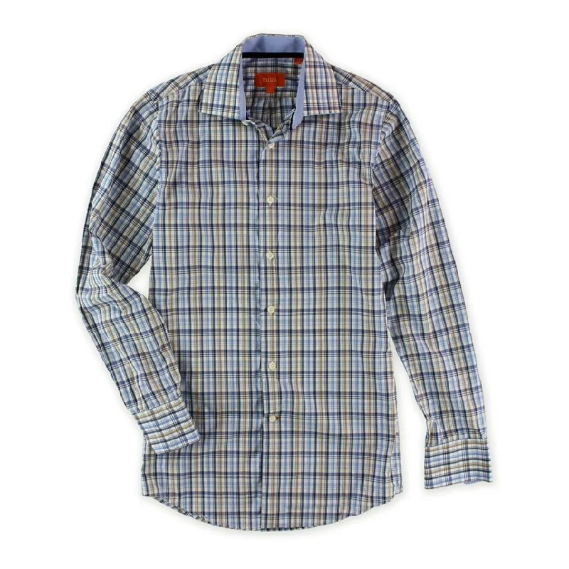 Men's Wrinkle - Resistant Polyester Blend Casual Shirts for Easy Travel and MaintenanceTallia Mens Plaid Ls Button Up Shirt, Blue, X-Small Men's Wrinkle - Resistant Polyester Blend Casual Shirts for Easy Travel and MaintenanceTallia Mens Plaid Ls Button Up Shirt, Blue, X-Small