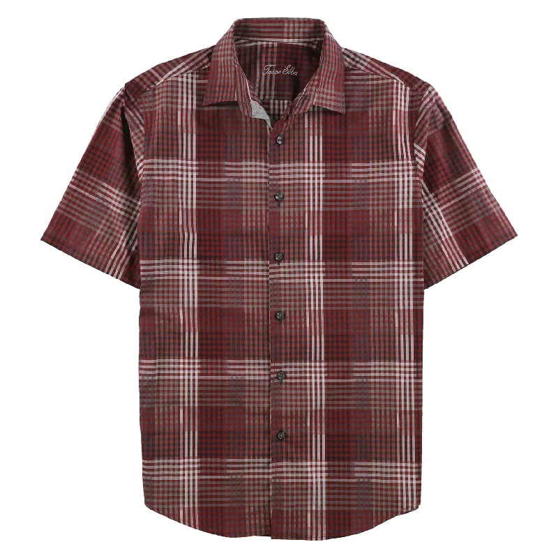 Men's Linen Blend Casual Shirts with Roll - Up Sleeves for a Summer Beach LookTasso Elba Mens Bradford Check Button Up Shirt, Red, Small Men's Linen Blend Casual Shirts with Roll - Up Sleeves for a Summer Beach LookTasso Elba Mens Bradford Check Button Up Shirt, Red, Small
