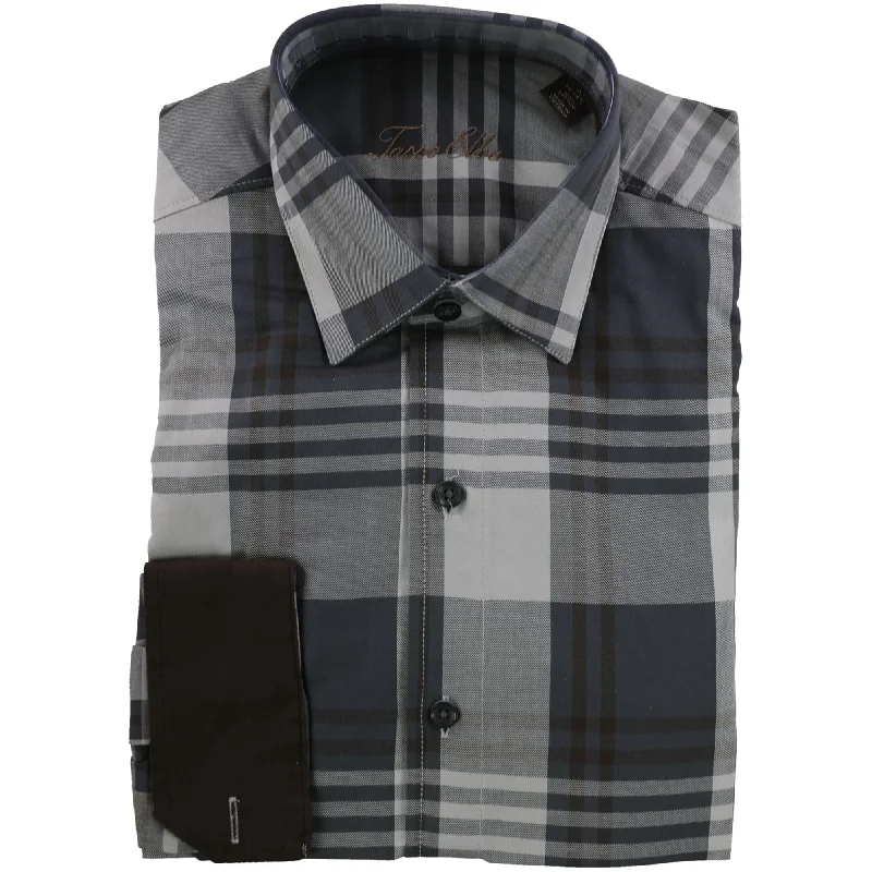 Men's Long - Line Oversized Casual Shirts in Dark Gray for a Relaxed and Modern LookTasso Elba Mens Plaid LS Button Up Shirt, Grey, Small Men's Long - Line Oversized Casual Shirts in Dark Gray for a Relaxed and Modern LookTasso Elba Mens Plaid LS Button Up Shirt, Grey, Small