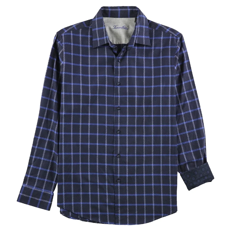 Men's Button - Down Oxford Casual Shirts in Crisp White for a Classic and Versatile StyleTasso Elba Mens Windowpane Button Up Shirt, Blue, Small Men's Button - Down Oxford Casual Shirts in Crisp White for a Classic and Versatile StyleTasso Elba Mens Windowpane Button Up Shirt, Blue, Small