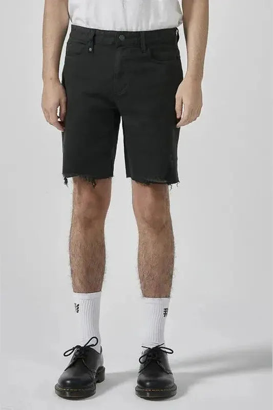Men's elastic waistband lounge shorts for lazy weekends at homeThrills destroyed bones denim short - oil green Men's elastic waistband lounge shorts for lazy weekends at homeThrills destroyed bones denim short - oil green