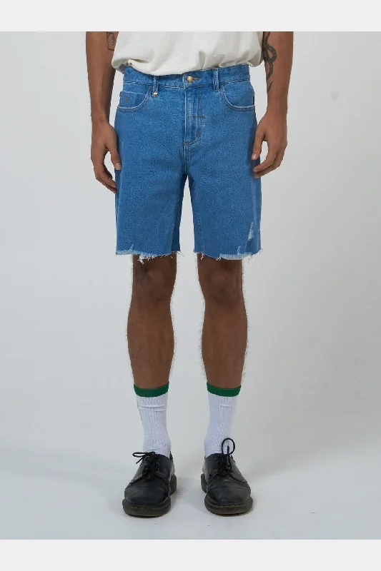 Men's side - stripe track shorts for a sporty running lookTHRILLS Destroyed bones denim short - Peel blue Men's side - stripe track shorts for a sporty running lookTHRILLS Destroyed bones denim short - Peel blue