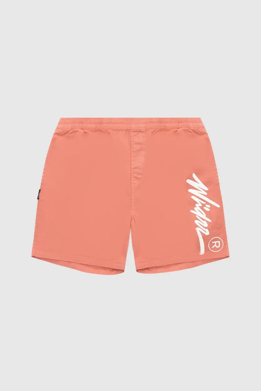 Men's zip - pocket canvas shorts for added functionality during travelWNDRR OFFEND BEACH SHORT - CORAL Men's zip - pocket canvas shorts for added functionality during travelWNDRR OFFEND BEACH SHORT - CORAL