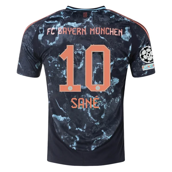 Men's Basketball Jerseys in Sleeveless Design for Enhanced Mobility on the Courtadidas Bayern Munich Authentic Leroy Sane Away Jersey w/ Champions League Patches 24/25 (Black/Copper/Blue)