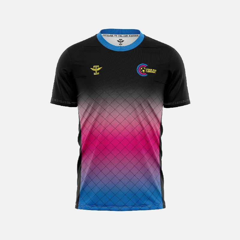 Men's Cycling Jerseys with Reflective Stripes for Safe and Stylish Rides at NightCarolina Cosmic FC Black Jersey Men's Cycling Jerseys with Reflective Stripes for Safe and Stylish Rides at NightCarolina Cosmic FC Black Jersey