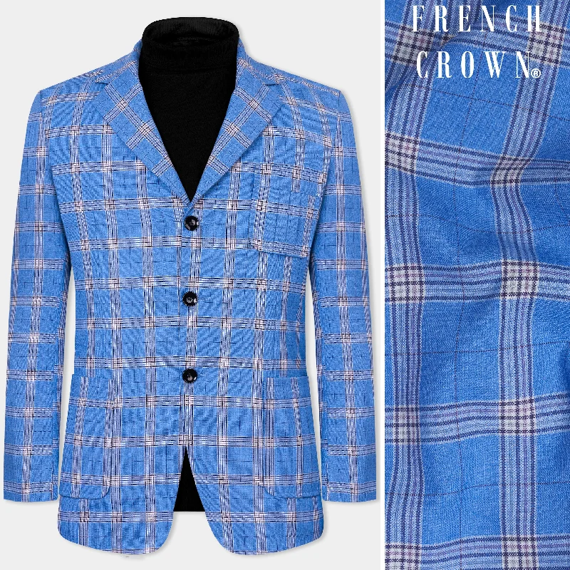 Plus Size Men's Charcoal Grey Linen Blazer with Notch Lapel for a Summer - Ready StyleCelestial Blue and Martinique Purple Plaid Wool Rich Designer Blazer Plus Size Men's Charcoal Grey Linen Blazer with Notch Lapel for a Summer - Ready StyleCelestial Blue and Martinique Purple Plaid Wool Rich Designer Blazer