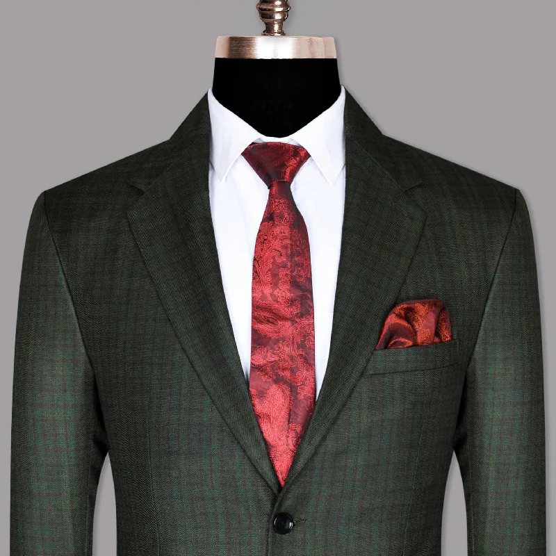 Men's Slim Fit Plaid Blazer in Red and Black for a Festive and Fashionable Holiday LookEmerald with Maroon Checked Wool Blazer Men's Slim Fit Plaid Blazer in Red and Black for a Festive and Fashionable Holiday LookEmerald with Maroon Checked Wool Blazer