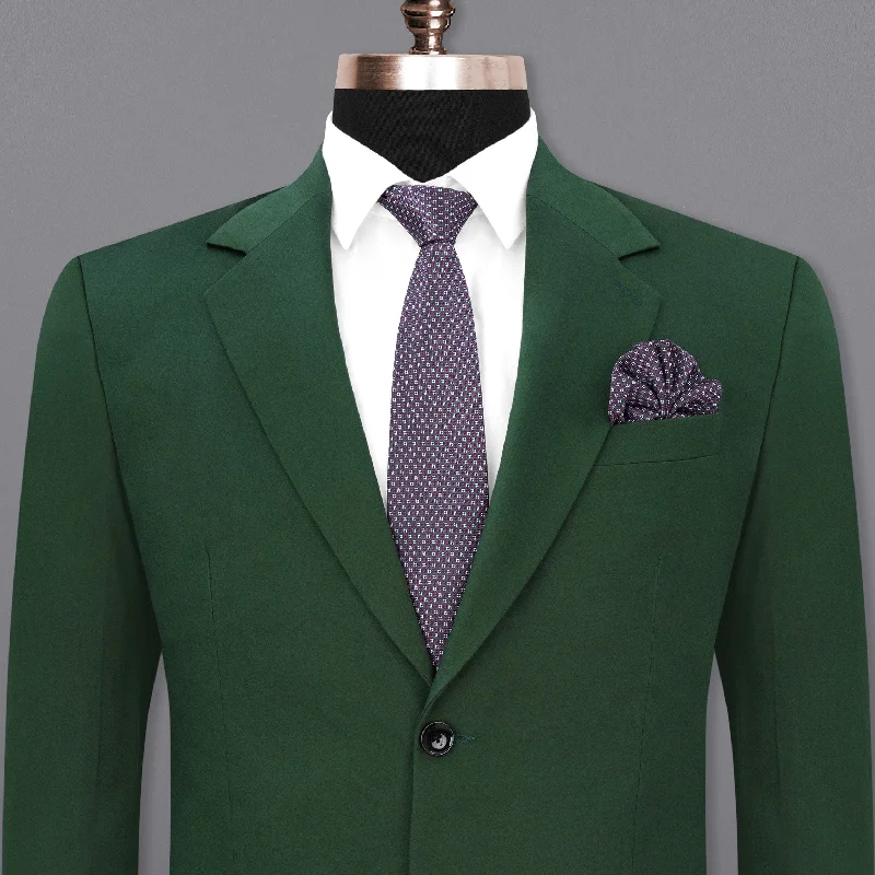 Men's Pin - Striped Wool - Blend Blazer in Navy and White for a Traditional Business AttireEverglade Green Blazer