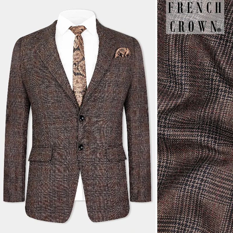 Men's Single - Breasted Cashmere Blazer in Camel for a Luxurious and Elegant Winter LookFerra Brown with Kabul Brown Plaid Tweed Blazer Men's Single - Breasted Cashmere Blazer in Camel for a Luxurious and Elegant Winter LookFerra Brown with Kabul Brown Plaid Tweed Blazer