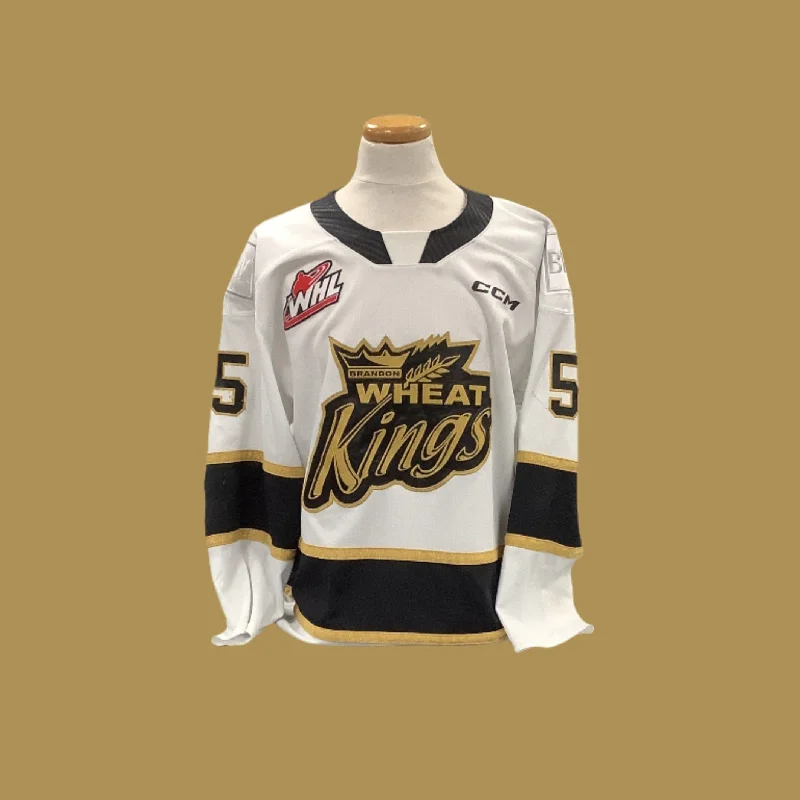 Men's Retro Hockey Jerseys with Classic Stripes and Logos for a Nostalgic Hockey AestheticGame Used White Jersey 22/23 - #5 Men's Retro Hockey Jerseys with Classic Stripes and Logos for a Nostalgic Hockey AestheticGame Used White Jersey 22/23 - #5