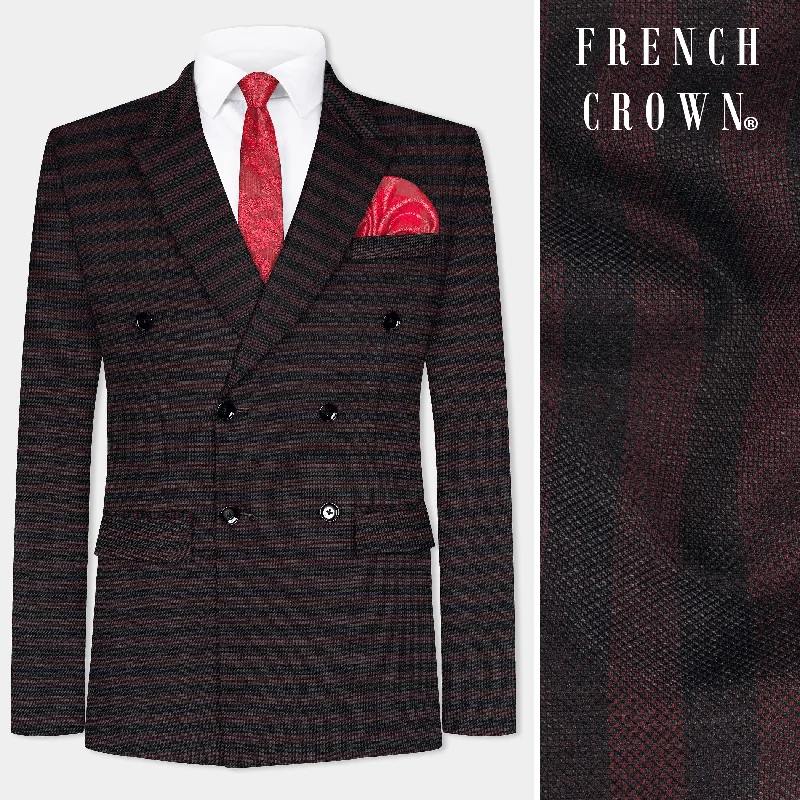 Men's Stretch - Fabric Blazer in Black for a Comfortable and Flexible Everyday WearGondola Brown and Mirage Blue Striped Wool Rich Double Breasted Sports Blazer Men's Stretch - Fabric Blazer in Black for a Comfortable and Flexible Everyday WearGondola Brown and Mirage Blue Striped Wool Rich Double Breasted Sports Blazer