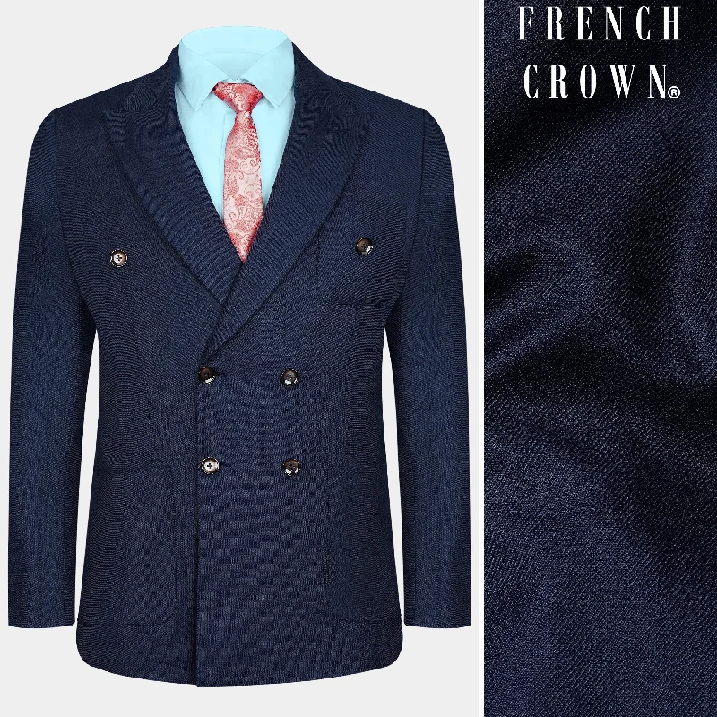 Men's Stretch - Fabric Blazer in Black for a Comfortable and Flexible Everyday WearHaiti Blue Wool Rich Double Breasted Sports Blazer Men's Stretch - Fabric Blazer in Black for a Comfortable and Flexible Everyday WearHaiti Blue Wool Rich Double Breasted Sports Blazer