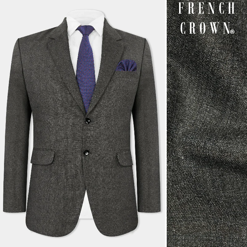 Men's Linen - Cotton Blend Blazer in Tan with Roll - Up Sleeves for a Laid - Back Summer LookIridium Dark Gray Single-Breasted Blazer Men's Linen - Cotton Blend Blazer in Tan with Roll - Up Sleeves for a Laid - Back Summer LookIridium Dark Gray Single-Breasted Blazer