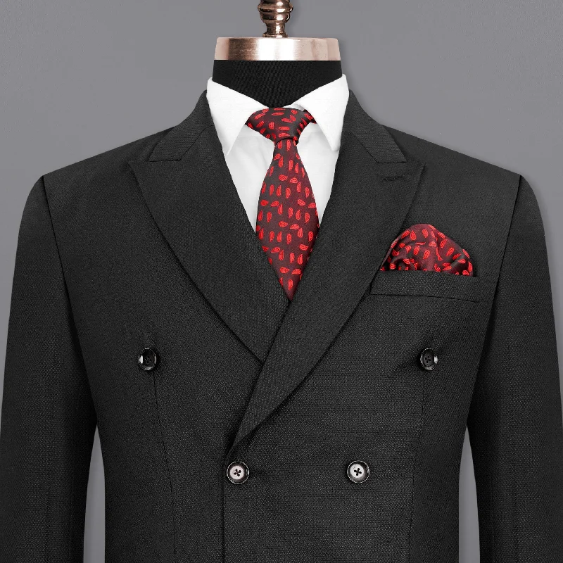 Tall Men's Black Leather Blazer with Zipper Details for a Modern and Edgy LookJade Black diamond textured Double Breasted Blazer Tall Men's Black Leather Blazer with Zipper Details for a Modern and Edgy LookJade Black diamond textured Double Breasted Blazer