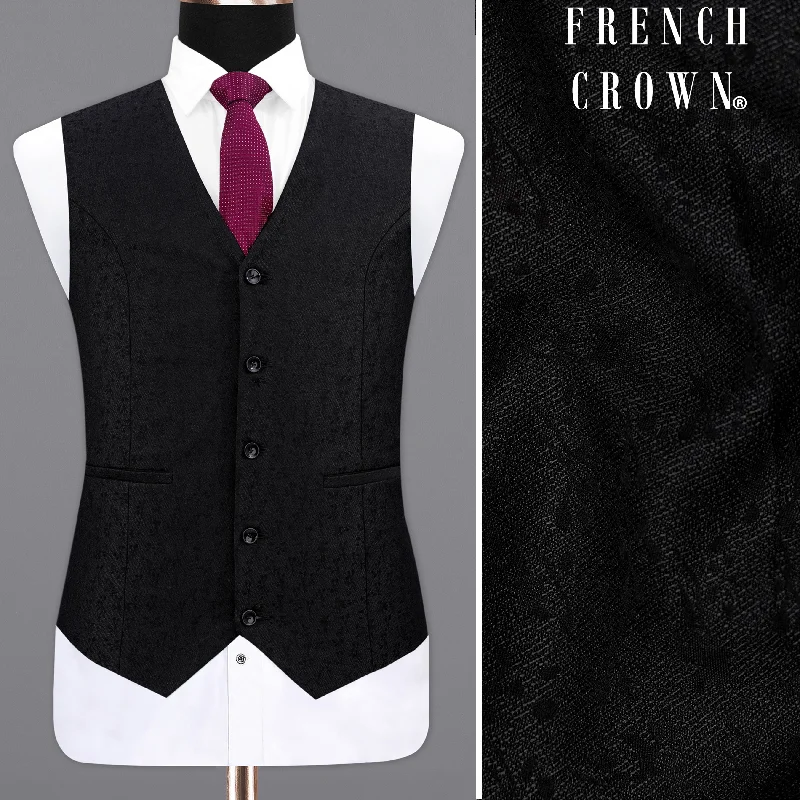 Men's Slim Fit Plaid Blazer in Red and Black for a Festive and Fashionable Holiday LookJade Black Ditzy Textured Waistcoat Men's Slim Fit Plaid Blazer in Red and Black for a Festive and Fashionable Holiday LookJade Black Ditzy Textured Waistcoat