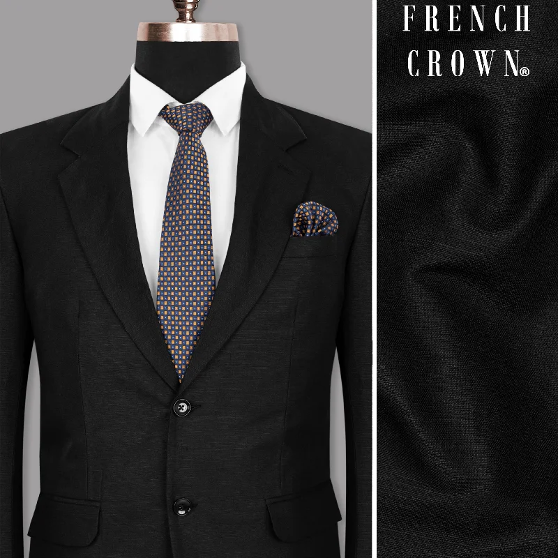 Men's Military - Inspired Khaki Blazer with Epaulettes for a Dapper and Stylish OutfitJade Black Linen Performance Blazer Men's Military - Inspired Khaki Blazer with Epaulettes for a Dapper and Stylish OutfitJade Black Linen Performance Blazer