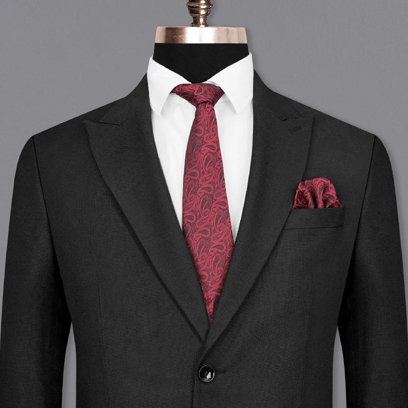 Men's Tweed Blazer in Brown with Leather Elbow Patches for a Classic and Academic StyleJade Black Single Breasted Blazer