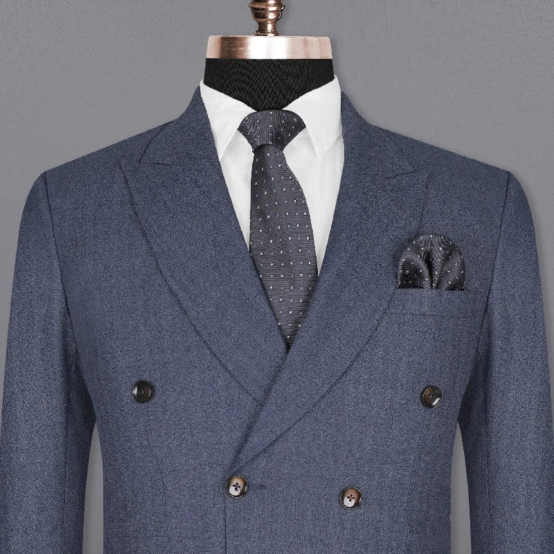 Men's Pin - Striped Wool - Blend Blazer in Navy and White for a Traditional Business AttireLimed Spruce Blue Double Breasted Blazer Men's Pin - Striped Wool - Blend Blazer in Navy and White for a Traditional Business AttireLimed Spruce Blue Double Breasted Blazer