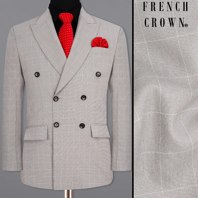 Men's Slim Fit Plaid Blazer in Red and Black for a Festive and Fashionable Holiday LookMartini Gray Checkered Double Breasted Blazer Men's Slim Fit Plaid Blazer in Red and Black for a Festive and Fashionable Holiday LookMartini Gray Checkered Double Breasted Blazer