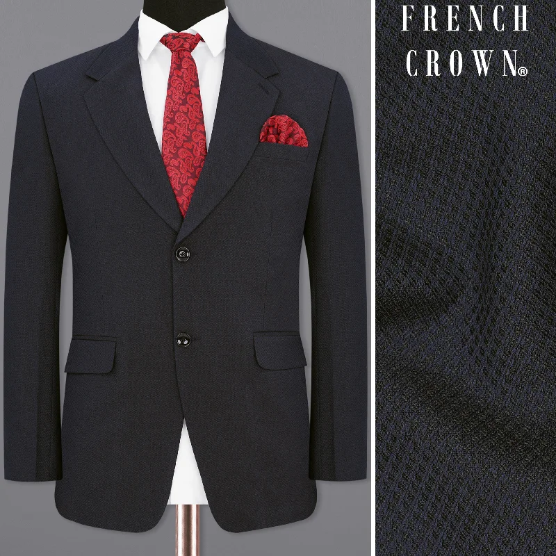 Men's Slim Fit Plaid Blazer in Red and Black for a Festive and Fashionable Holiday LookMirage Blue Diamond Textured Single Breasted Blazer
