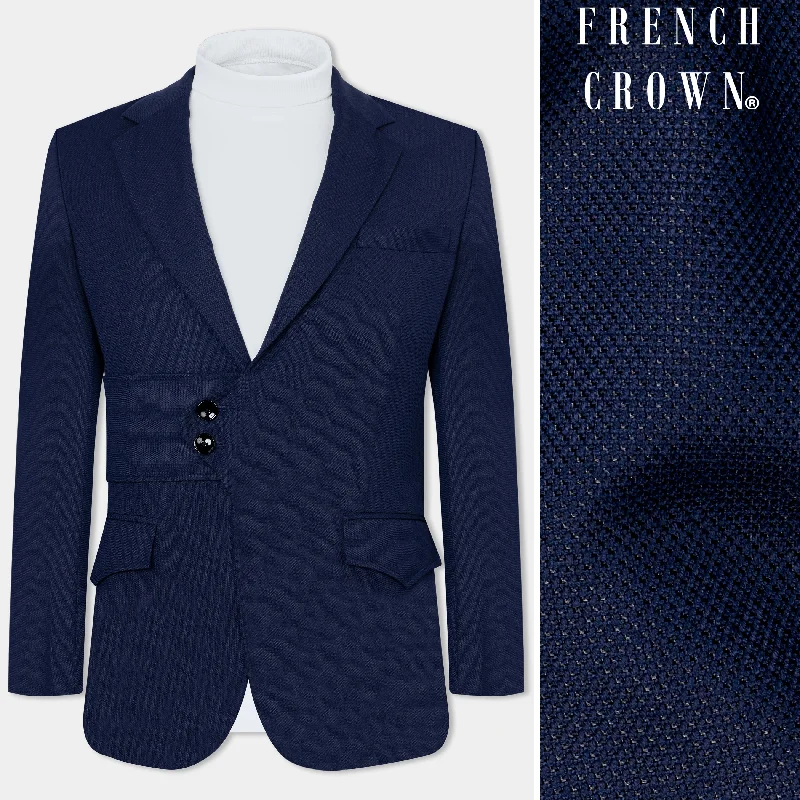 Men's Slim Fit Denim Blazer in Blue for a Casual and Trendy Streetwear LookMirage Blue Wool Rich Designer Blazer