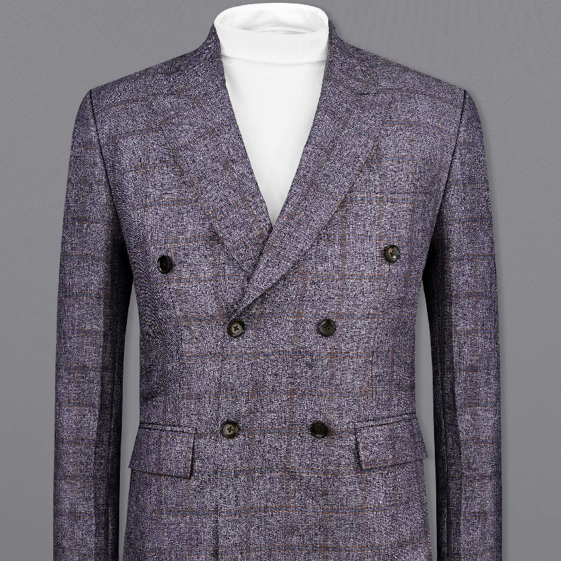 Tall Men's Black Leather Blazer with Zipper Details for a Modern and Edgy LookMobster Gray Windowpane Double Breasted Blazer