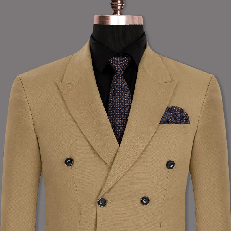 Plus Size Men's Charcoal Grey Linen Blazer with Notch Lapel for a Summer - Ready StyleMongoose Cream Stretchable Double Breasted Premium Cotton traveler Blazer