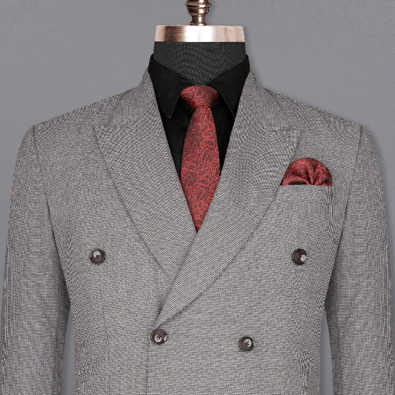 Men's Double - Breasted Velvet Blazer in Burgundy for a Sophisticated Evening OutfitMountain Mist Gray Houndstooth Wool Rich Double Breasted Blazer Men's Double - Breasted Velvet Blazer in Burgundy for a Sophisticated Evening OutfitMountain Mist Gray Houndstooth Wool Rich Double Breasted Blazer