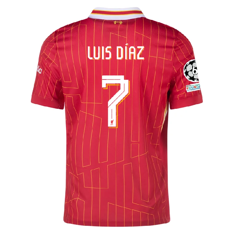Men's Football Jerseys with Embroidered Club Badges for a Premium and Authentic AppealNike Liverpool Luis Diaz Home Jersey w/ Champions League Patches 24/25 (Gym Red/Chrome Yellow) Men's Football Jerseys with Embroidered Club Badges for a Premium and Authentic AppealNike Liverpool Luis Diaz Home Jersey w/ Champions League Patches 24/25 (Gym Red/Chrome Yellow)