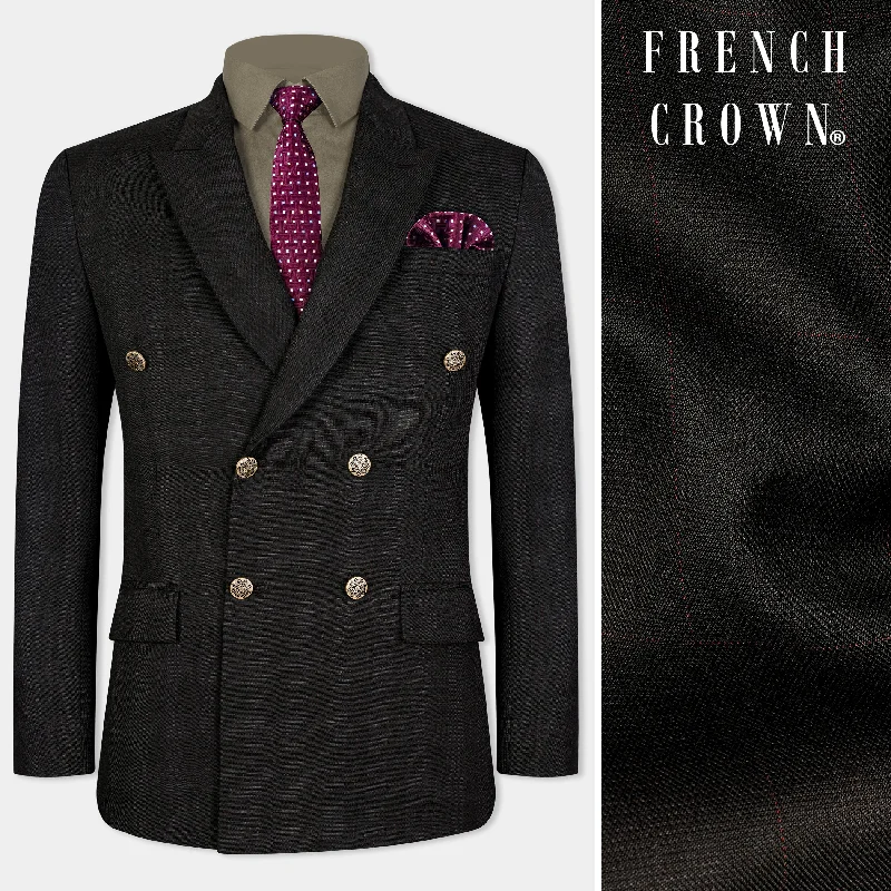 Men's Double - Breasted Velvet Blazer in Burgundy for a Sophisticated Evening OutfitOnyx Black Subtle Plaid Wool rich Double Breasted Blazer Men's Double - Breasted Velvet Blazer in Burgundy for a Sophisticated Evening OutfitOnyx Black Subtle Plaid Wool rich Double Breasted Blazer