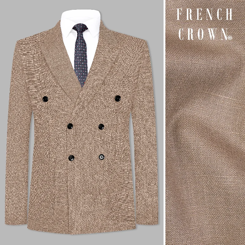 Plus Size Men's Charcoal Grey Linen Blazer with Notch Lapel for a Summer - Ready StyleOyster Brown Luxurious Linen Double Breasted Sports Blazer Plus Size Men's Charcoal Grey Linen Blazer with Notch Lapel for a Summer - Ready StyleOyster Brown Luxurious Linen Double Breasted Sports Blazer