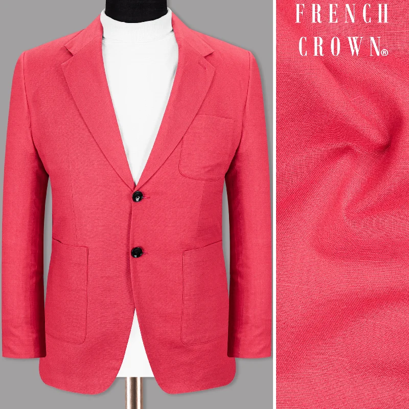 Men's Double - Breasted Velvet Blazer in Burgundy for a Sophisticated Evening OutfitPeach Luxurious Linen Sports Blazer Men's Double - Breasted Velvet Blazer in Burgundy for a Sophisticated Evening OutfitPeach Luxurious Linen Sports Blazer