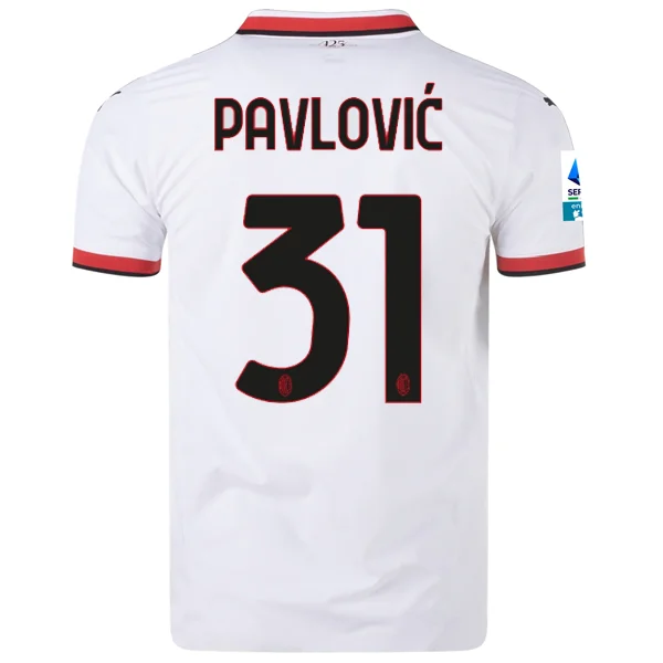 Men's Throwback Rugby Jerseys of Historic Matches and Teams for Rugby History BuffsPuma AC Milan Authentic Strahinja Pavlović Away Jersey w/ Series A Patch 24/25 (Puma White) Men's Throwback Rugby Jerseys of Historic Matches and Teams for Rugby History BuffsPuma AC Milan Authentic Strahinja Pavlović Away Jersey w/ Series A Patch 24/25 (Puma White)