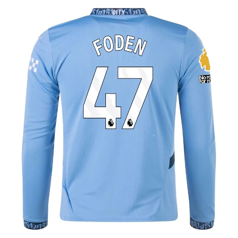 Men's Basketball Jerseys in Sleeveless Design for Enhanced Mobility on the CourtPuma Manchester City Phil Foden Home Long Sleeve Jersey w/ EPL + No Room For Racism Patch 24/25 (Team Light/Marine Blue)